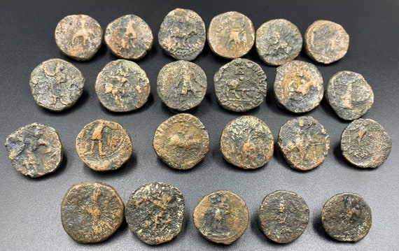 23 ロット アンティーク インド インド ギリシャ クシャン 青銅 銅貨幣