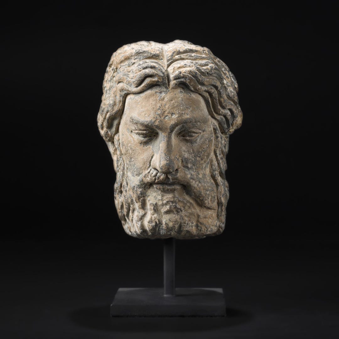 Indo Greek Stone Bearded Man Head Sculpture [11.5 X 17cm, 3.9kg] - Etsy