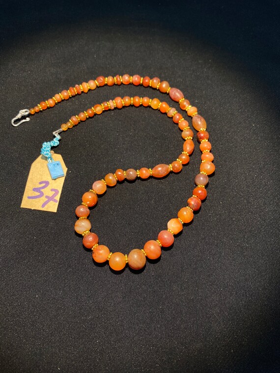 old antique carnelian beads mala necklace from an… - image 9
