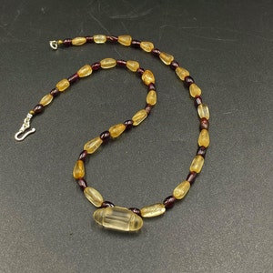 Old Ancient Antique Crystals and Garnet Beads Necklace