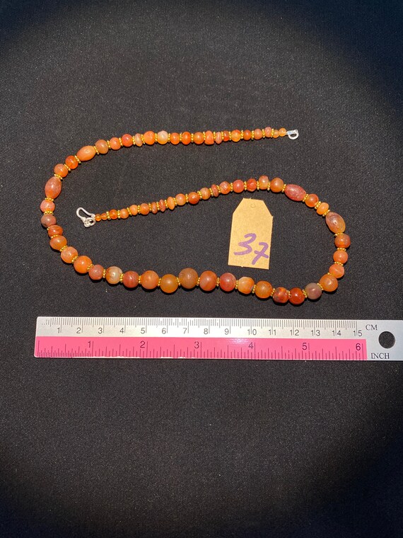 old antique carnelian beads mala necklace from an… - image 3