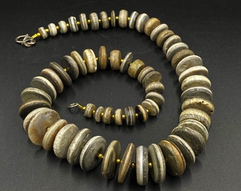 Himalayan Old Ancient Indo Tibetan Unique Button Shape Dzi Banded Agate Beads