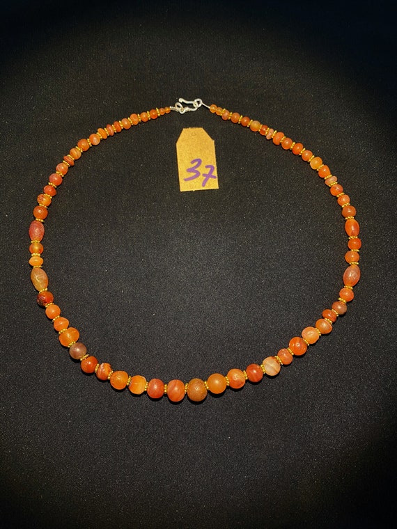 old antique carnelian beads mala necklace from an… - image 5