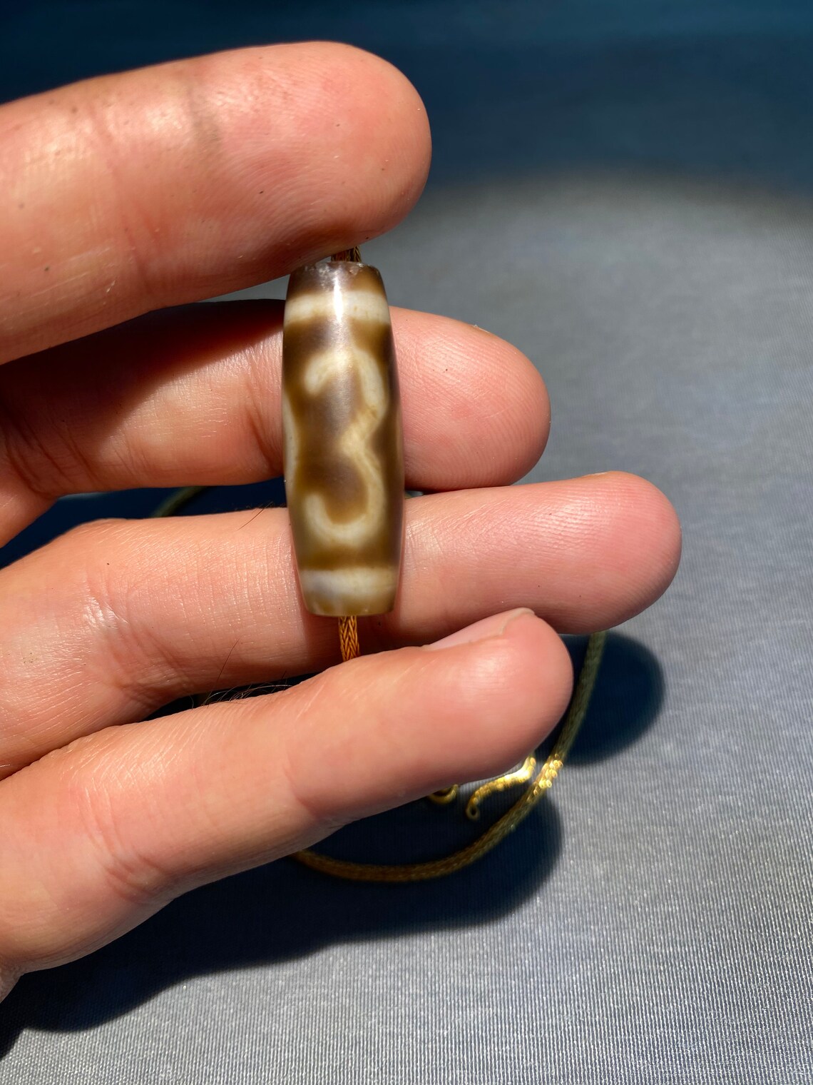 Tibet dzi bead special pattern with 18 karat hand made gold Etsy