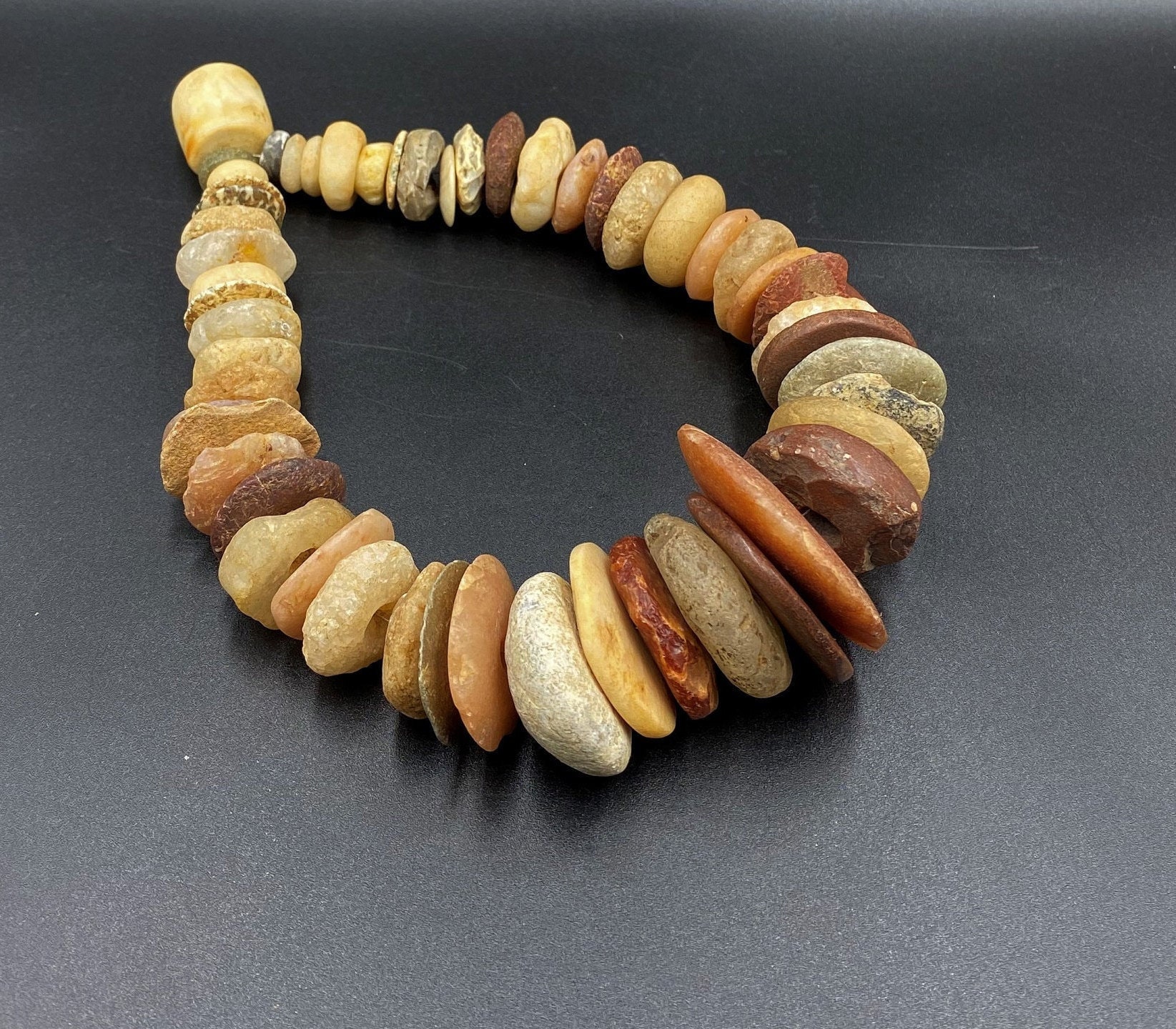 Ancient Stone Age Jewelry Beads Made of Carnelian Rock Crystals
