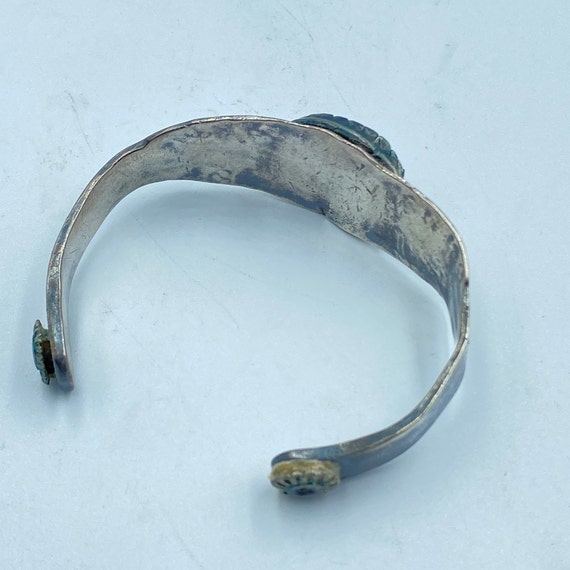 Long Unique Swirling Vintage Native American Navajo Hand Hammered Sterling Silver Bracelet Old Long Unique Swirling Vintage Native American Navajo Hand Hammered Sterling Silver Bracelet Old