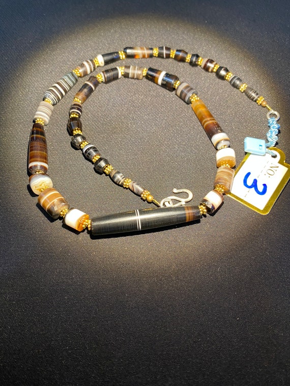 Cambodian Old  Banded Agate mala necklace 12th ce… - image 6