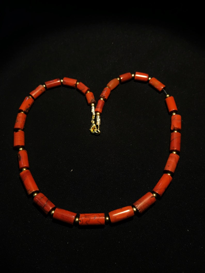 Antique Hand Carved Red Jasper Bead Necklace Etsy