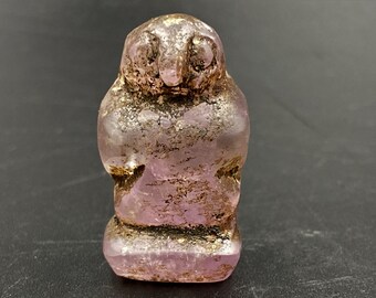 Antique Vintage Ancient Jewelry Roman Amethyst Owl Figure Bead Amulet Pendant