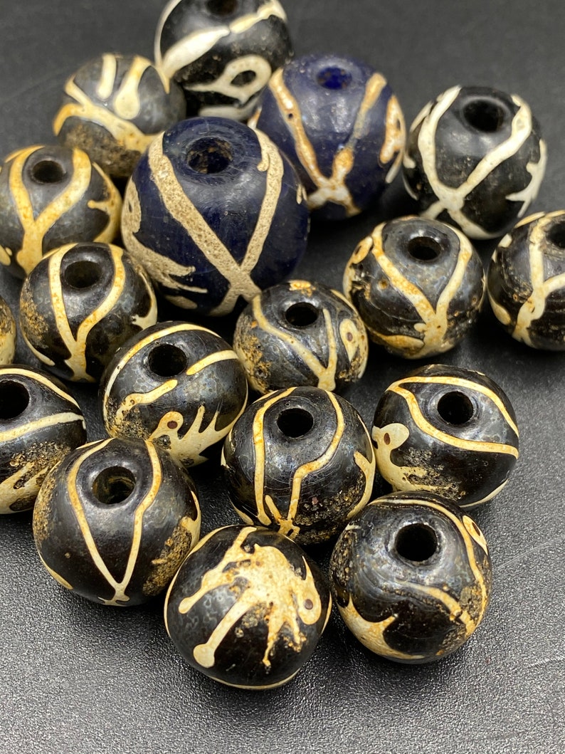 Antique Old Glass Beads From South East Asia With Unique Bird Etsy