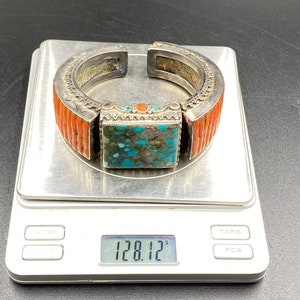 Nepali Silver Bracelet Handmade Turquoise Coral Jewelry Gift for Him