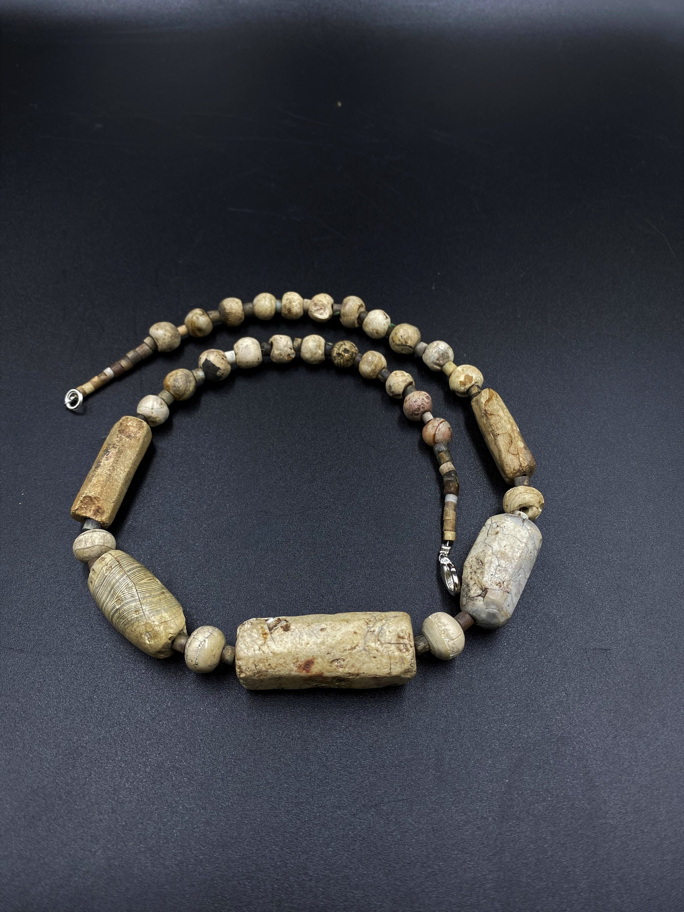 Authentic Old Antique Carnelian Burned Agate Spiritual Amulet Beads Necklace