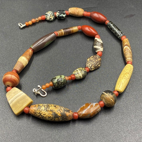 Ancient Old Antique Beads From Indus Valley Jasper Agate Mala