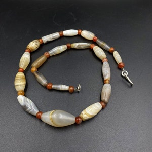 Old Ancient Antique Old Banded Agate Beads Necklace