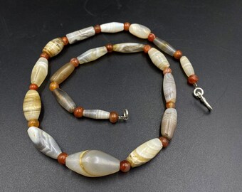 古い古代のアンティークの古い縞模様の瑪瑙ビーズのネックレス - Etsy 日本