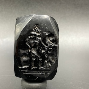 Antique Jewelry Ancient Roman Greek Pendant Bead Black Intaglio Stamp Seal