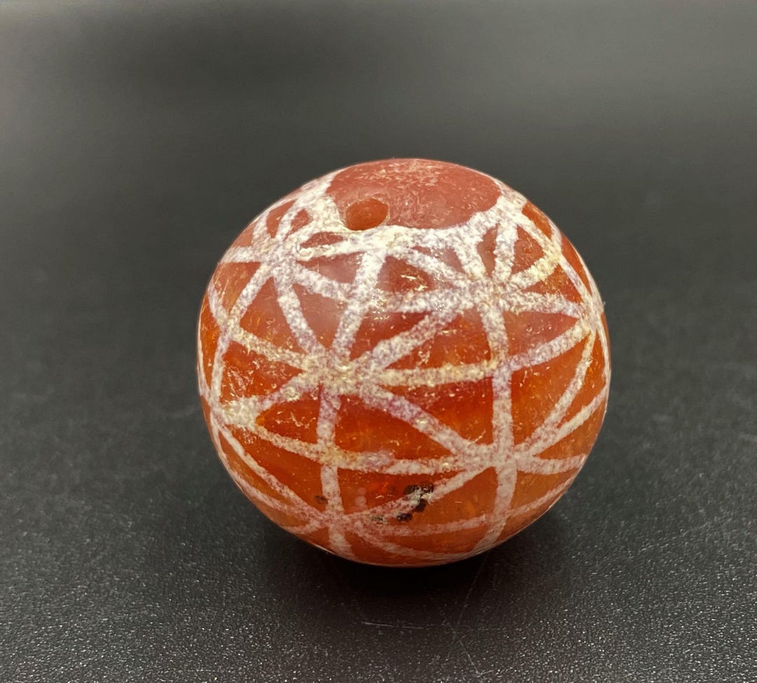 Lot De 9 Perles Anciennes En Cornaline/agate Rouge Himalaya - Tube, Fait Main, Népal