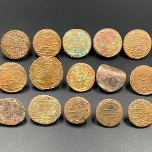 Lot 15 Old India Asian Regions Antique Ancient Brass Copper Coins Currency