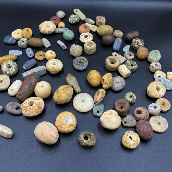 Neolithic Ancient Stone Age Jewelry Beads Made Of Carnelian, Rock Stone ,Jasper