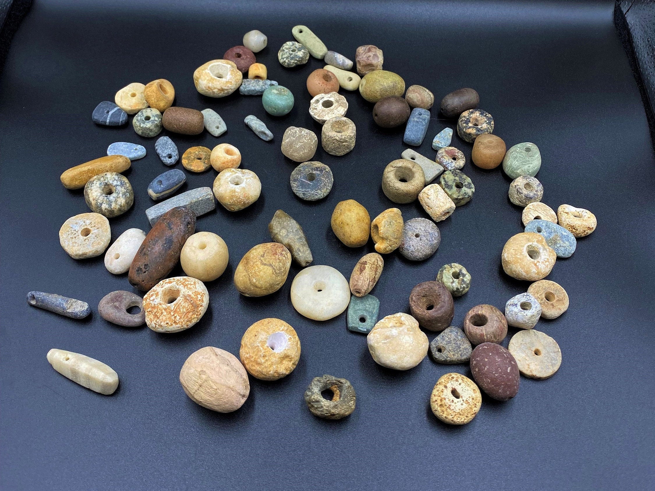 Neolithic Ancient Stone Age Jewelry Beads Made of Carnelian, Rock Stone 