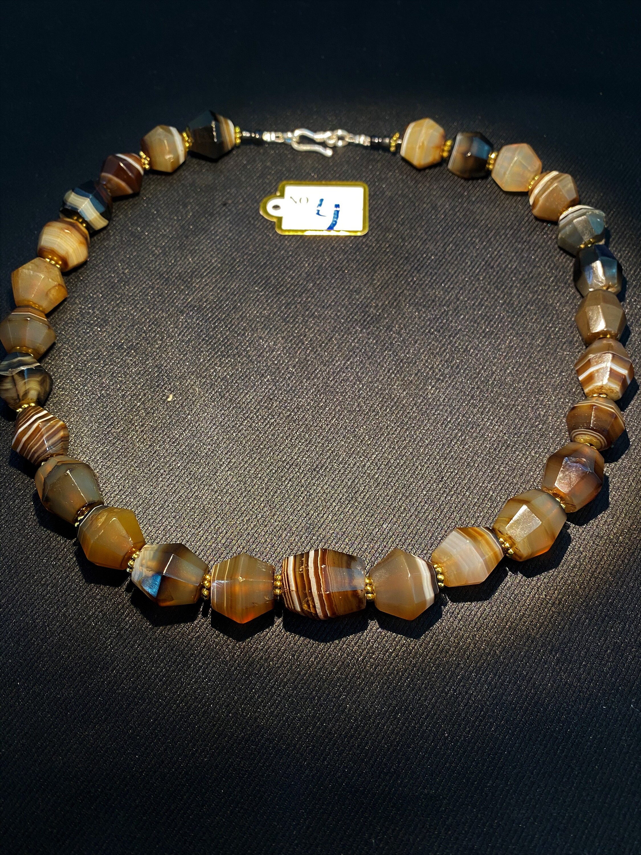 美しいアンティークの縞模様の瑪瑙のネックレスビーズ - Etsy 日本