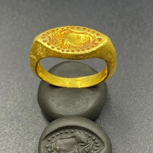 Old Ancient Pyu Culture Gold Jewelry Ring Signet South East Asian Art Burma