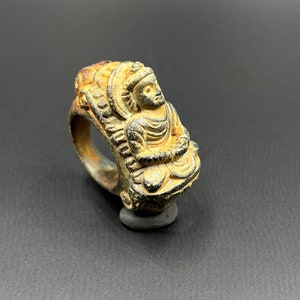 Old Antique Gandharan Art South Asia Schist Stone Carved Amulet Ring