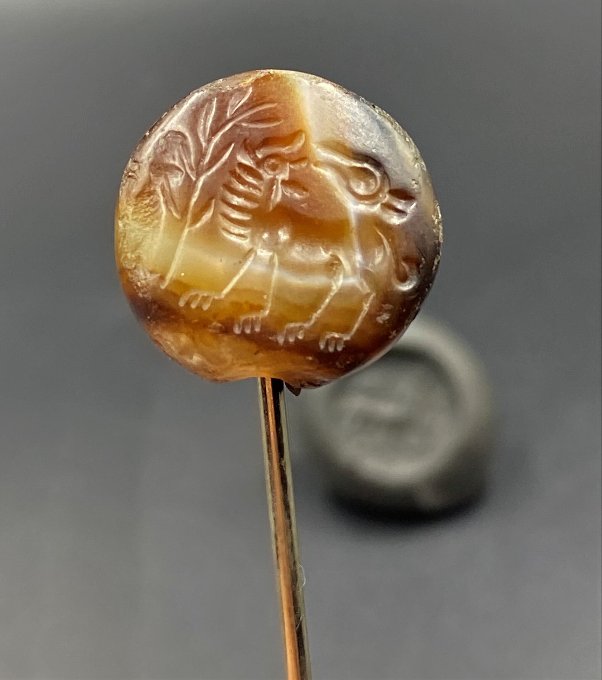 古いビーズ 古代ササン朝の工芸品 瑪瑙の凹版 スタンプ シール