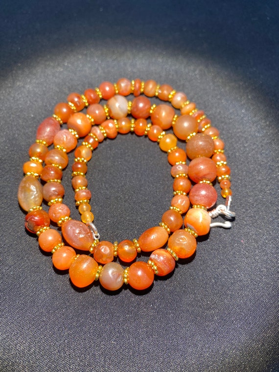 old antique carnelian beads mala necklace from an… - image 7