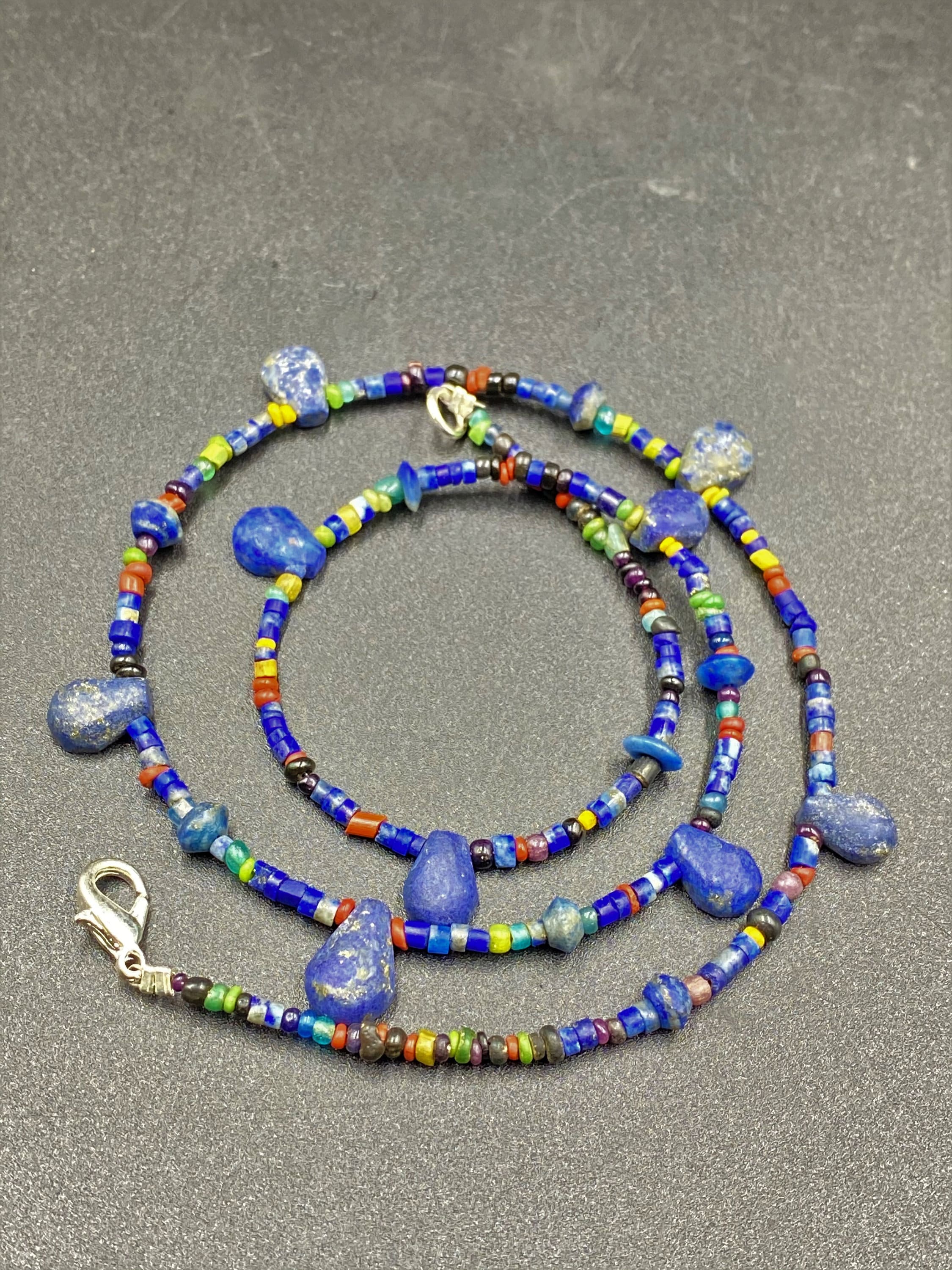 Old Trade Antique Jewelry of Glass lapis Beads Necklace From - Etsy