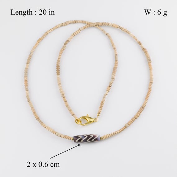 Himalayan Dzi Bead with Chevron Pattern String wi… - image 5