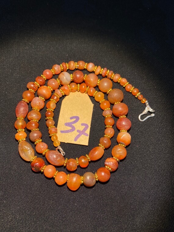 old antique carnelian beads mala necklace from an… - image 8