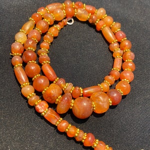 old beads Himalayan old ancient antique carnelian agate mala necklace from Tibet