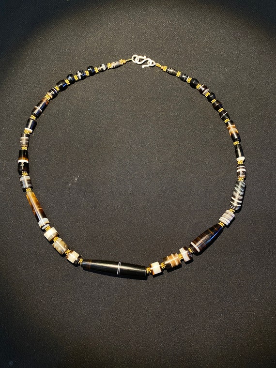 Cambodian Old  Banded Agate mala necklace 12th ce… - image 9