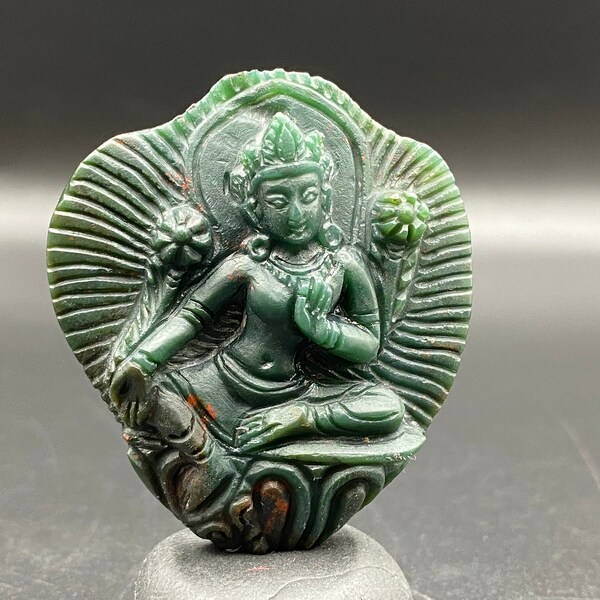 Himalayan Aventurine Jade hand made Green Tara Pendant Amulet