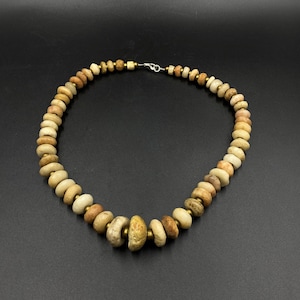 Old Ancient Antique Rare Tire Shape Stone Age Rock Crystals Beads Necklace
