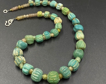 Old Antique Ancient Roman's melon Shaped Glass Bead necklace