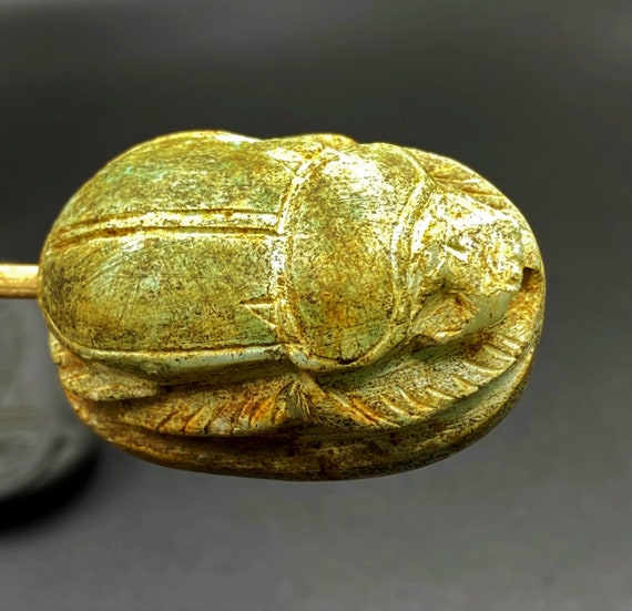 Antique Old Egyptian Scarab Engraved With Text Fi… - image 2