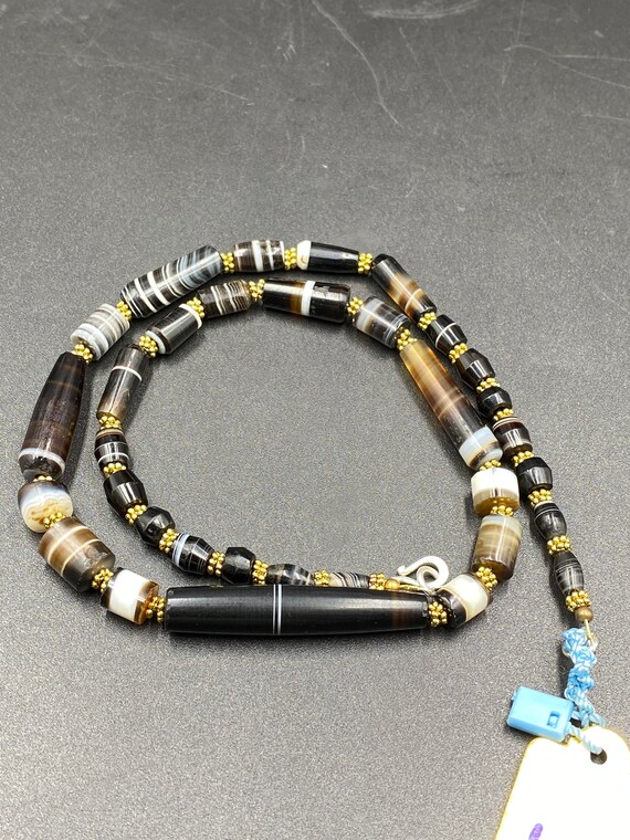 Cambodian Old  Banded Agate mala necklace 12th ce… - image 2