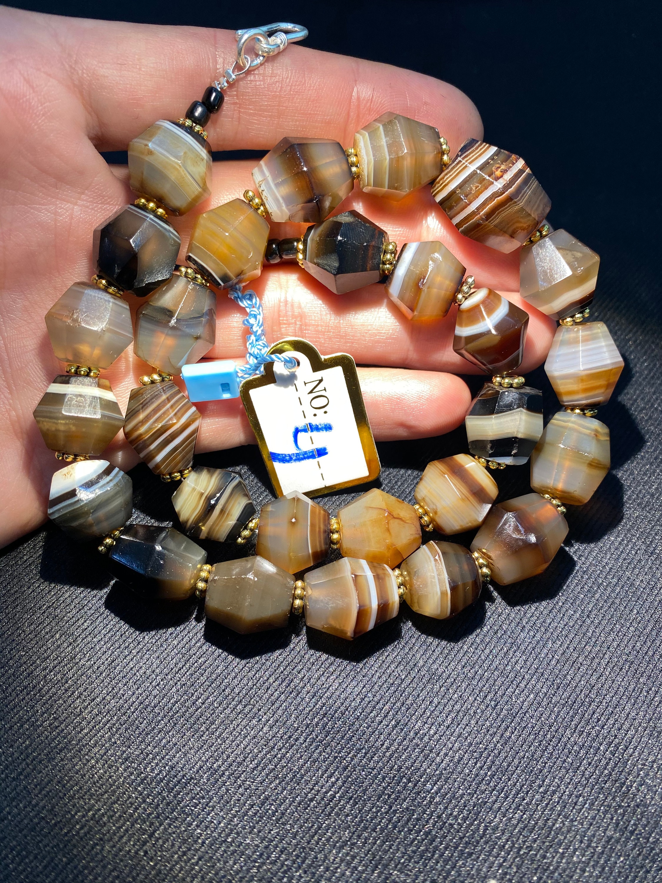 美しいアンティークの縞模様の瑪瑙のネックレスビーズ - Etsy 日本