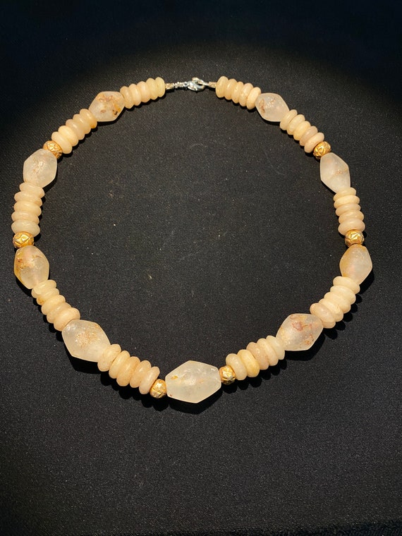 Ancient crystal quartz beads necklace from Neolith