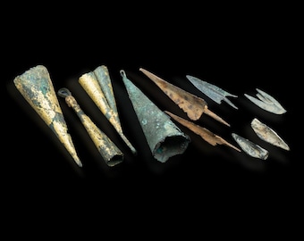 Ancient Bronze Age / Iron Age Lot of Arrowheads & Spear Tips 3 ~ 8cm long 70gram
