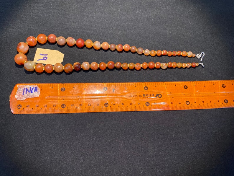 Himalayan old ancient antique carnelian agate mala necklace from Nepal