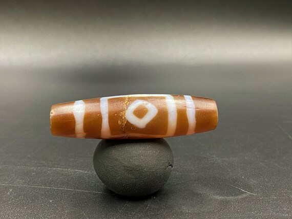 Old Ancient Himalayan Tibetan Chung Dzi Bead With Rare Eyes