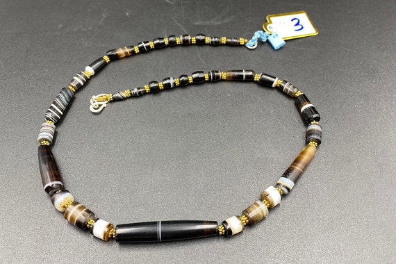 Cambodian Old  Banded Agate mala necklace 12th ce… - image 5