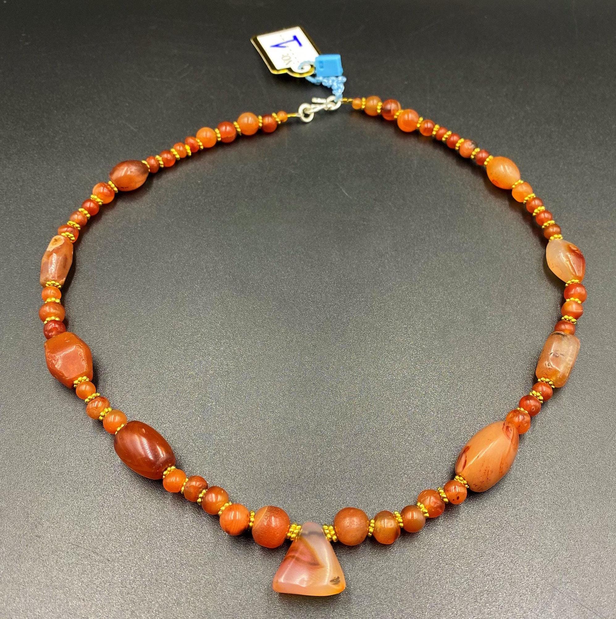 アンティークカーネリアンビーズ エッチトカーネリアンビーズ【Etched Carnelian beads】｜マライカ公式通販