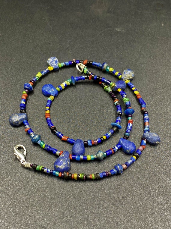 Old Trade Antique Jewelry Of Glass ,Lapis Beads Ne