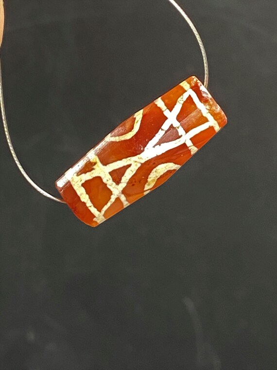 Rare Unique Pattern Antique Etched Carnelian Amul… - image 2