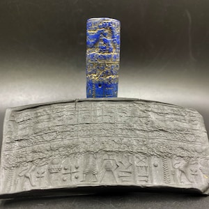 Old Antique Lapis Stone Intaglio Cylinder Seal Stamp Bead