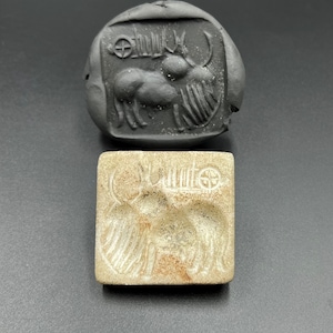 Ancient Indus Valley Antique Soft Stone Engraved Carved Intaglio Stamp Bead